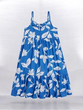 Crewcuts Girls Printed Midi Dress Floral Pattern with a Tie-front Detail size 7